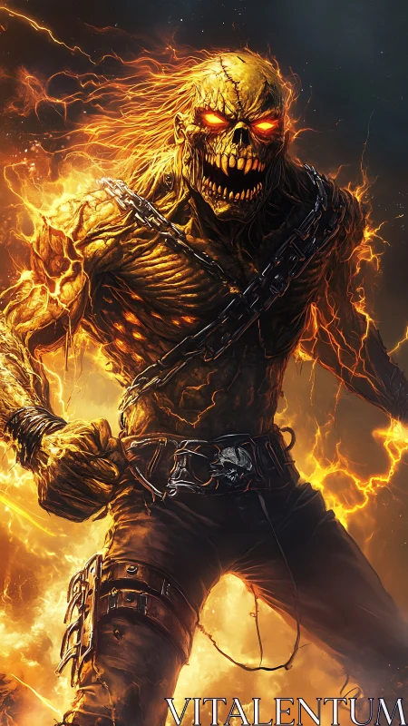 Infernal skeletal juggernaut wreathed in chained plasma flames.