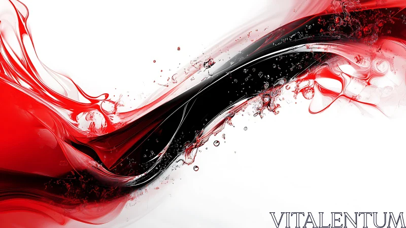 Dynamic Red and Black Abstract Fluid Art with Glossy Swirls.