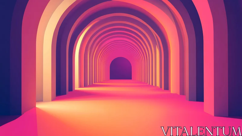Parametric neon arch corridor with volumetric gradient lighting