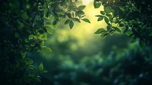 Luminous Foliage Canopy with Selective Focus Depth Rendering.