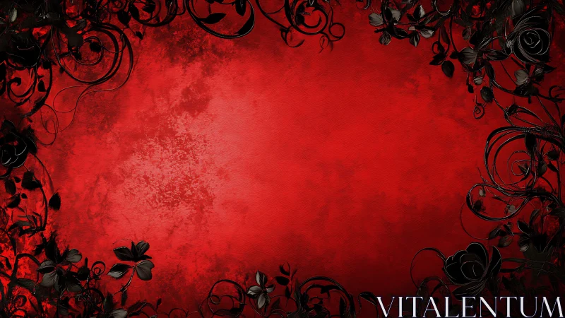 Romantic Crimson Garden: Elegant Florals on Red.