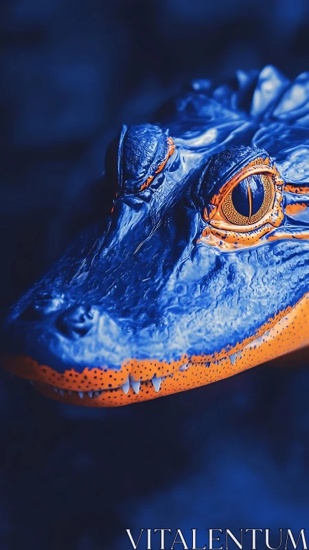 Chromatic macro study of alligator head with neon contrast.