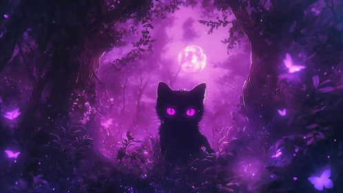 Luminescent Guardian Prowls Through Enchanted Neon Woodlands