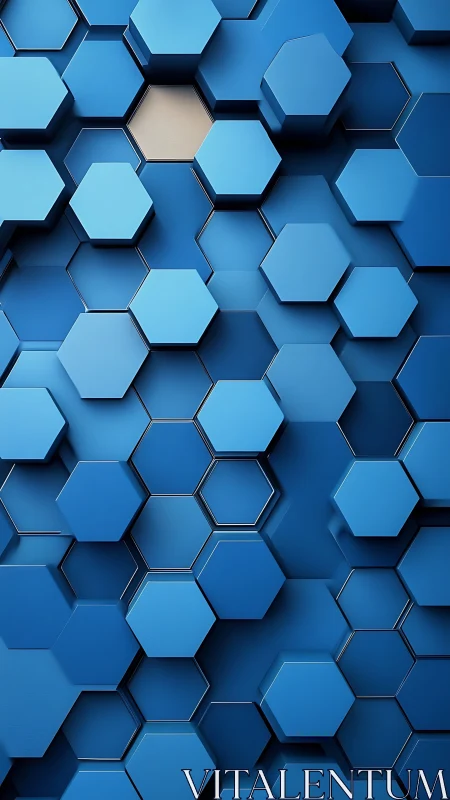 Layered blue hexagonal extrusions form staggered parametric surface