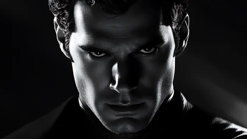 Shadowed hero&rsquo;s intense stare glows in dramatic monochrome