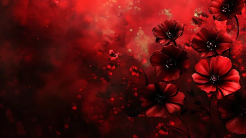 Deep Crimson Cosmos: Silhouetted Poppy Structures in Chromatic Dissolution.