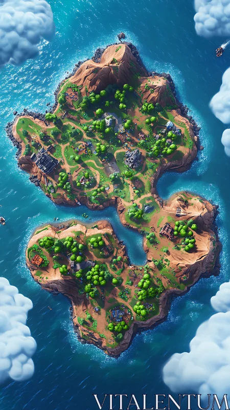 Floating Island Archipelago Aerial Oasis.