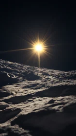 Stellar light crowns desolate lunar ridge in deep shadow