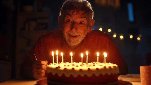 Senior's Candlelit Wish Reaches Skyward Through Flickering Dreams