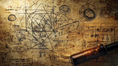 Technical sketch sheet displays overlapping geometric diagrams