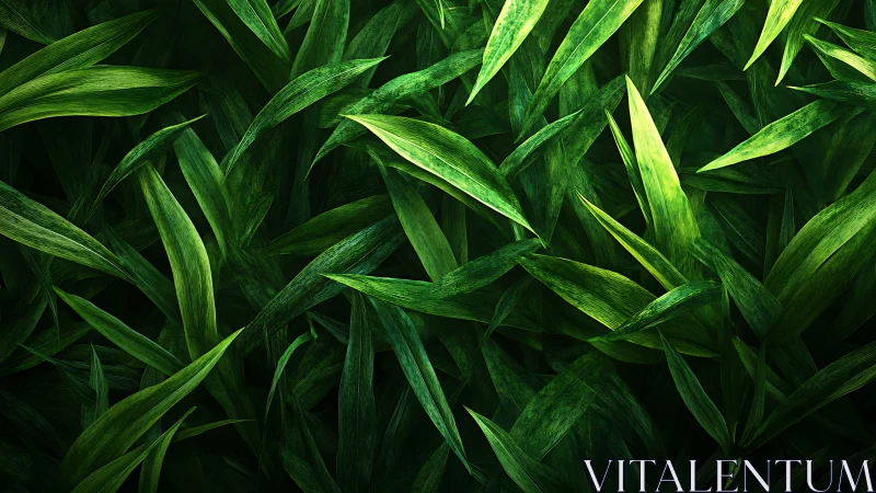 Green blades whisper quietly in a woven digital forest