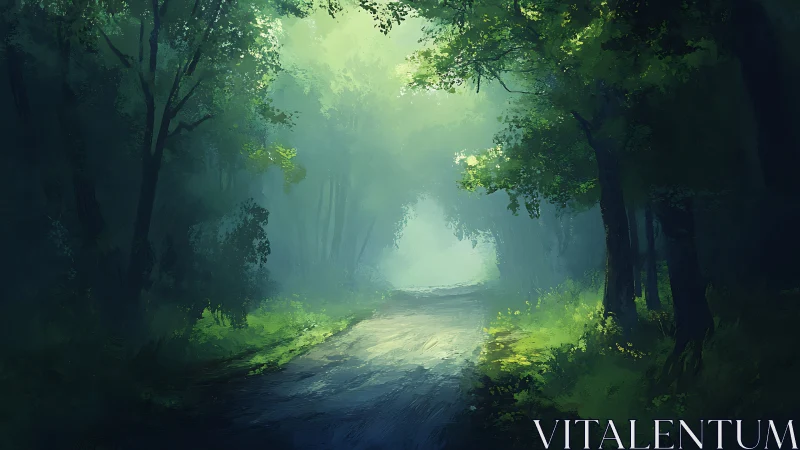 Luminous Forest Passage: Where Light Bleeds Through Green Solitude.