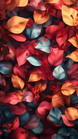 Digital foliage tessellation with saturated chromatic gradients.