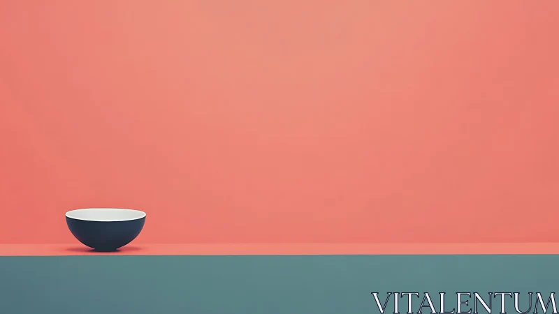 Minimalist ceramic bowl on two-tone pastel color plane