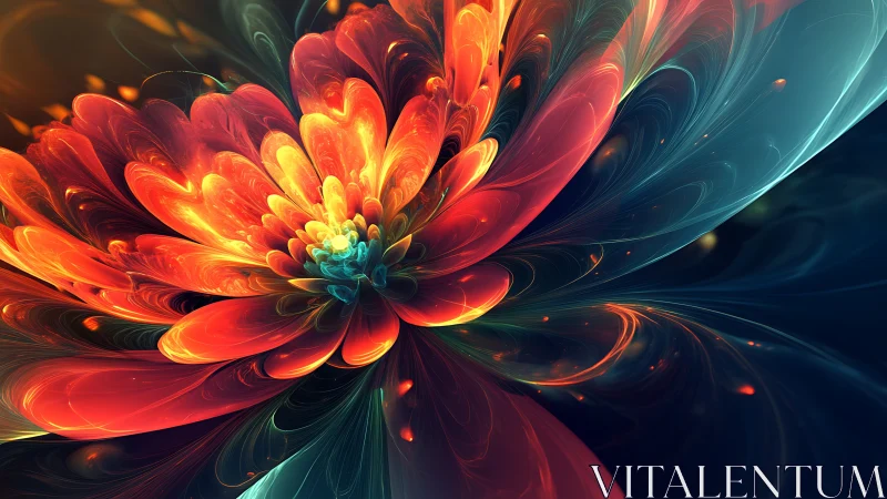 Fractal blossom erupts like cosmic fire in liquid night