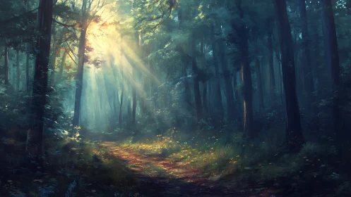 Volumetric Light Through Forest Canopy: Crepuscular Rays in Dense Woodland