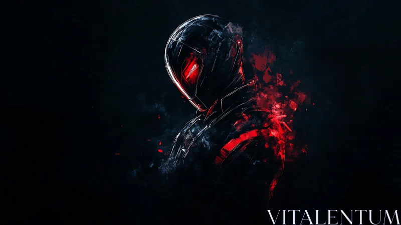 Red-Visor Phantom in Shattered Neon Armor Silence.