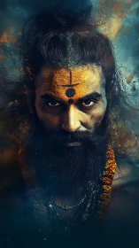 Intense ascetic portrait combines textured bokeh, smoke and tonal contrast