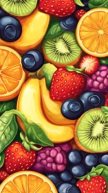 Juicy orchards collide in a kaleidoscope of painted fruit