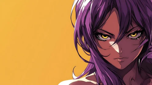 Asymmetric anime portrait with high contrast cel shading.