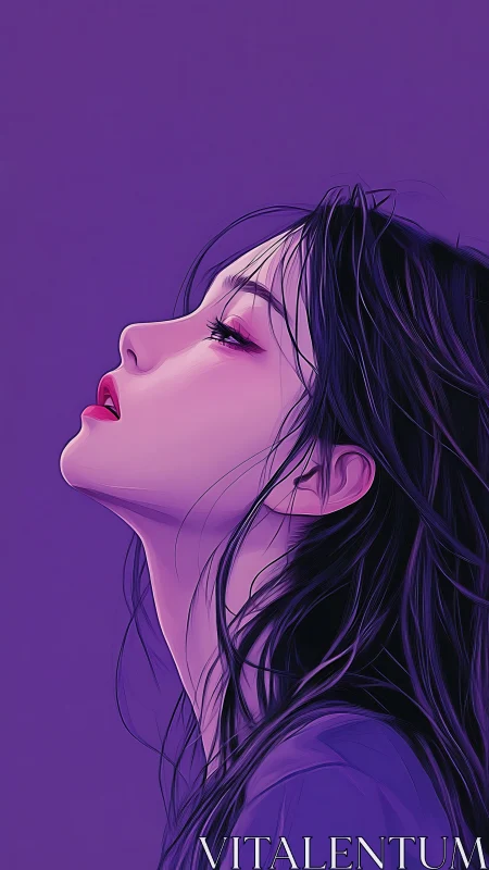 Velvet twilight portrait of a dreaming girl in violet hush.