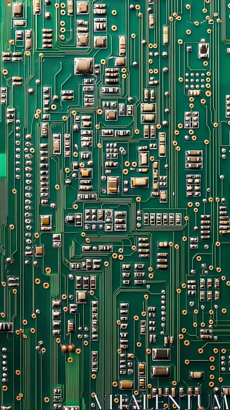 Emerald circuit maze where tiny metal pathways quietly hum.