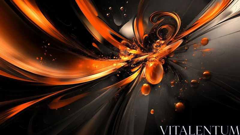 Molten comet ribbons explode across a midnight metal void