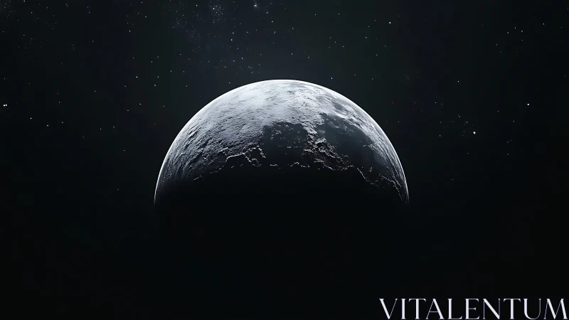 Silent dawn over a half-lit planet in velvet cosmos.