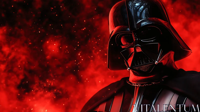 Dark armored figure framed by glowing red cosmic haze.