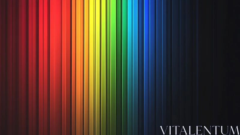 Prismatic light columns ripple through a vertical rainbow field.