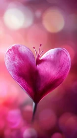 Magenta Heart-Shaped Flower Petal Close-Up.