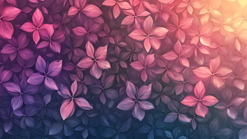 Gradient Floral Cascade: Pink and Purple Blooms.