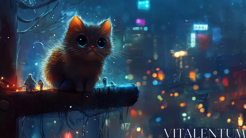 Luminous Guardian: A Feline Sentinel of Neon Dreams.