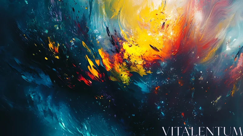 Cosmic nebula eruption with vivid abstract color storms.