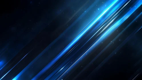 Futuristic blue light streaks on dark abstract digital background.