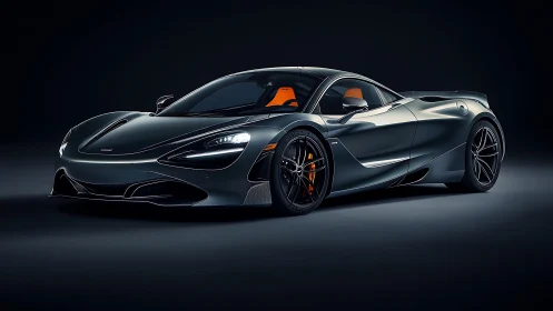 Midnight graphite supercar prowling in sculpted studio light.