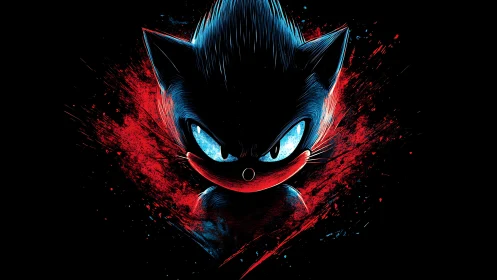 Electric blue hedgehog silhouette emerges from red chaos