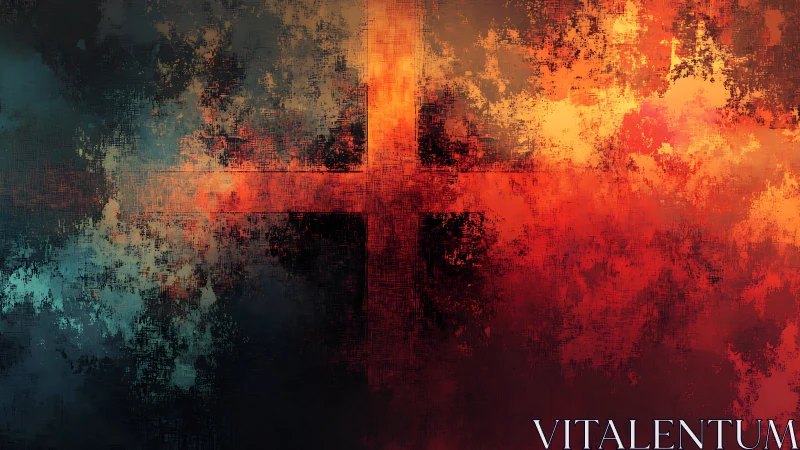 Abstract thermal cross with grunge textures and vapor gradients