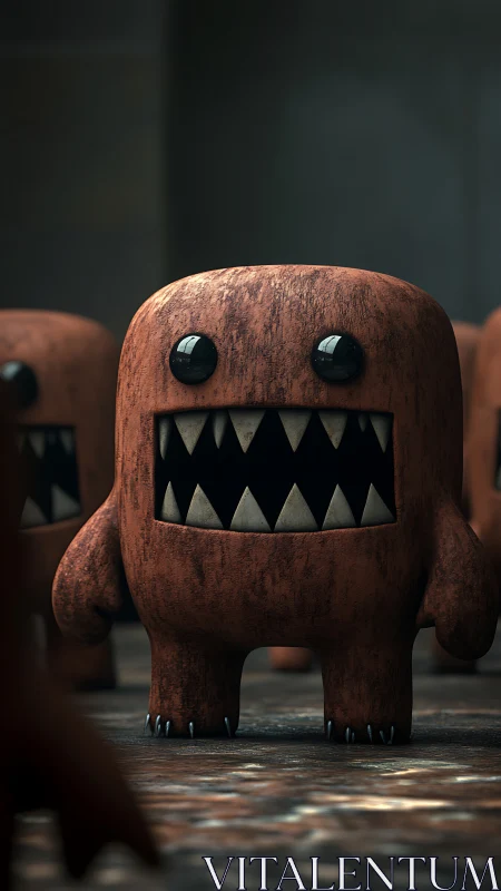 Textured 3D monster figurine with glossy eyes and stylized teeth