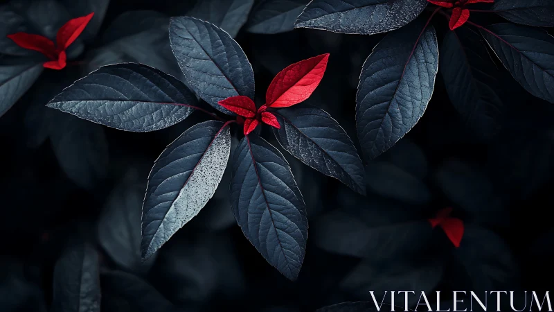 Chromatic foliage contrast with cyanotic leaves and carmine bracts.