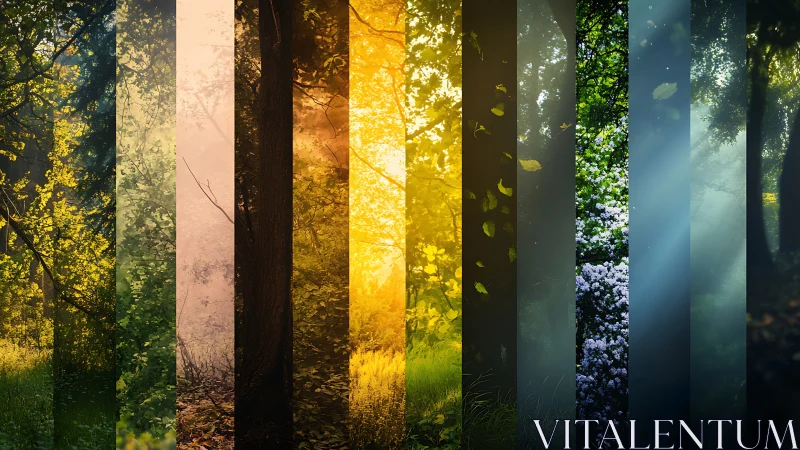 Segmented forest panorama reveals temporal light transitions