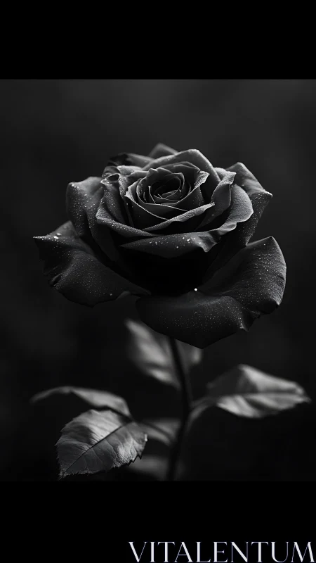 Monochrome macro rose study with cinematic shallow focus bloom.