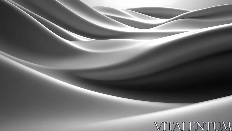 Silken aluminum dunes drift in monochrome hush and glow.