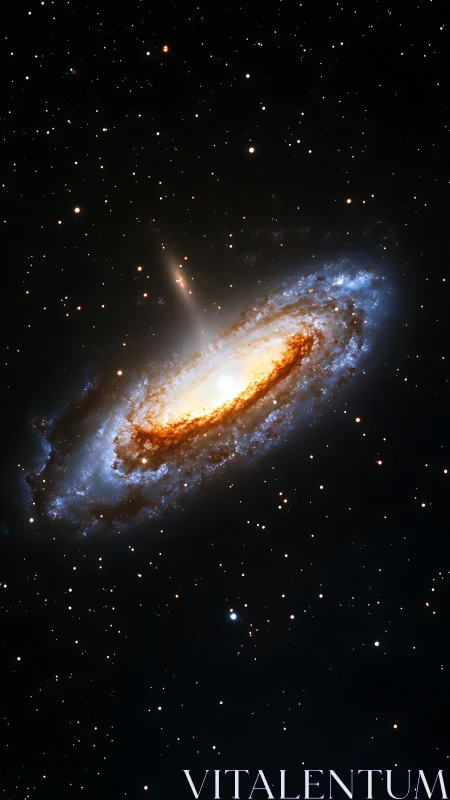 Spiral galaxy core glows amid dense starfield in space.