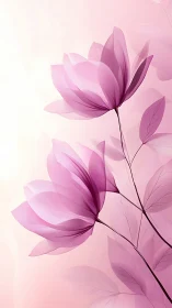 Pink Translucent Flowers on Gradient Background