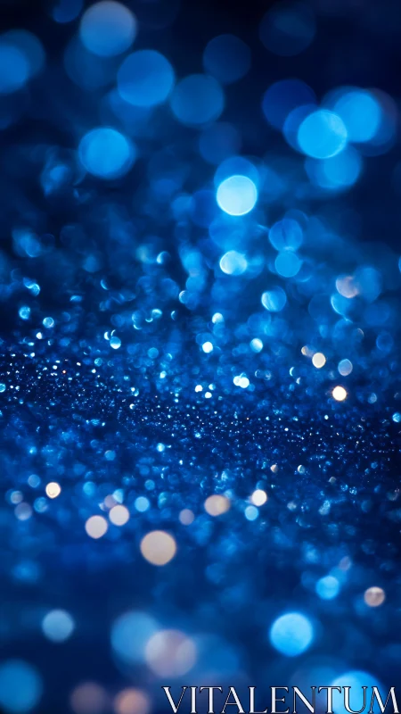 Blue glitter surface shows dense bokeh highlights in macro view