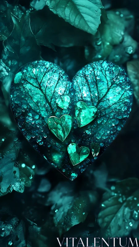 Crystalline Heart-Shaped Leaf Structure with Mineral Deposits.