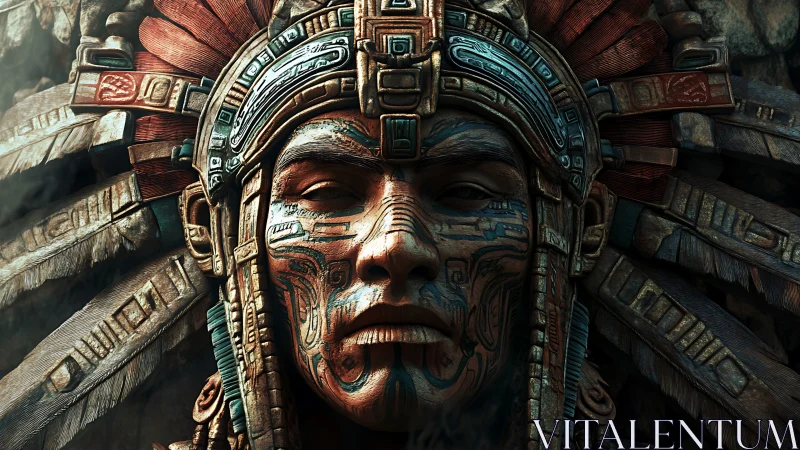 Ancient warrior mask emerges in dramatic, smoky lighting