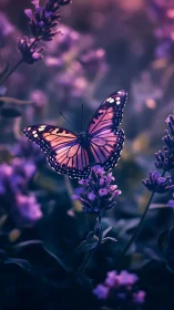 Twilight butterfly drifting gently through lavender dreams.