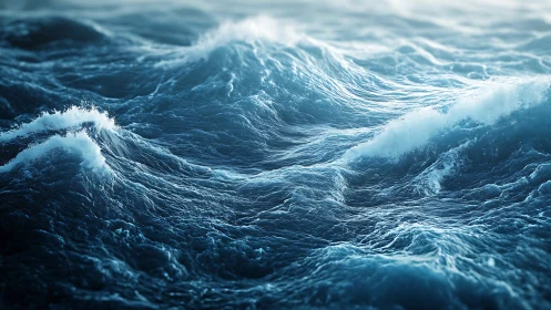 Whispering storm waves in luminous teal-blue procession.